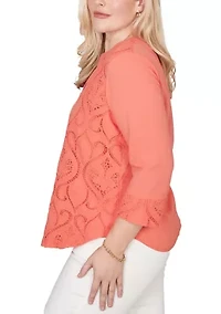 Women's Resort Living Scroll Lace Texture Top