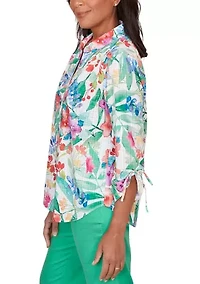 Women's Resort Living Tropical Print Shirt