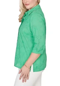 Women's Resort Living Palm Tree Eyelet Shirt