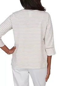 Women's Resort Living Stripe Parrot Embroidery Top