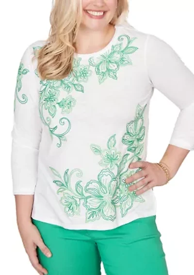 Women's Resort Living Floral Embroidery Top