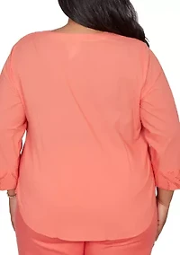 Plus Resort Living Scroll Lace Texture Top