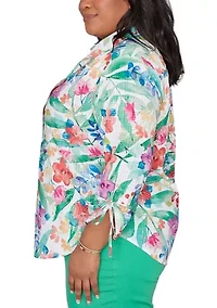 Plus Resort Living Tropical Print Top