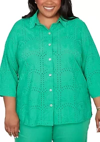 Plus Resort Living Palm Tree Eyelet Top