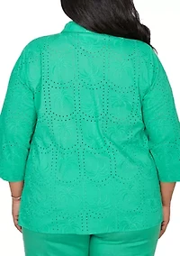 Plus Resort Living Palm Tree Eyelet Top