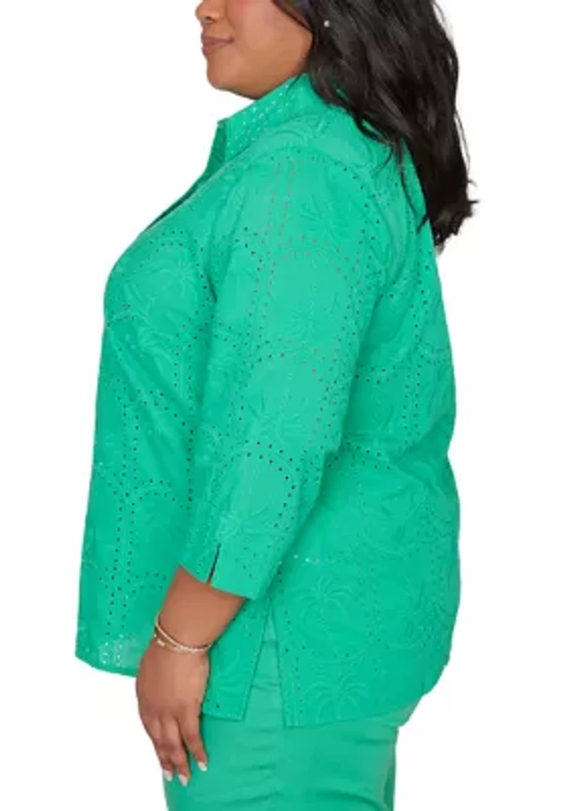 Plus Resort Living Palm Tree Eyelet Top