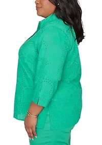 Plus Resort Living Palm Tree Eyelet Top