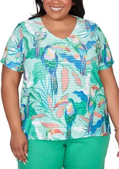 Plus Resort Living Toucan Print Top