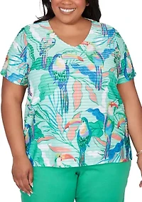 Plus Resort Living Toucan Print Top
