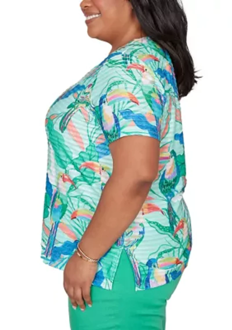 Plus Resort Living Toucan Print Top