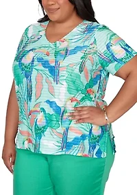 Plus Resort Living Toucan Print Top