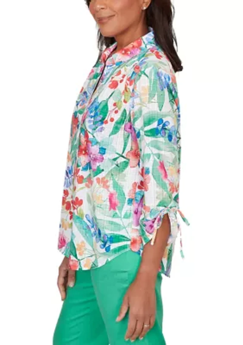 Petite Resort Living Tropical Print Shirt
