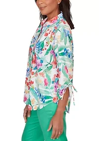 Petite Resort Living Tropical Print Shirt