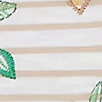 Petite Resort Living Stripe Parrot Embroidery Top