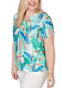 Petite Resort Living Toucan Print T-Shirt
