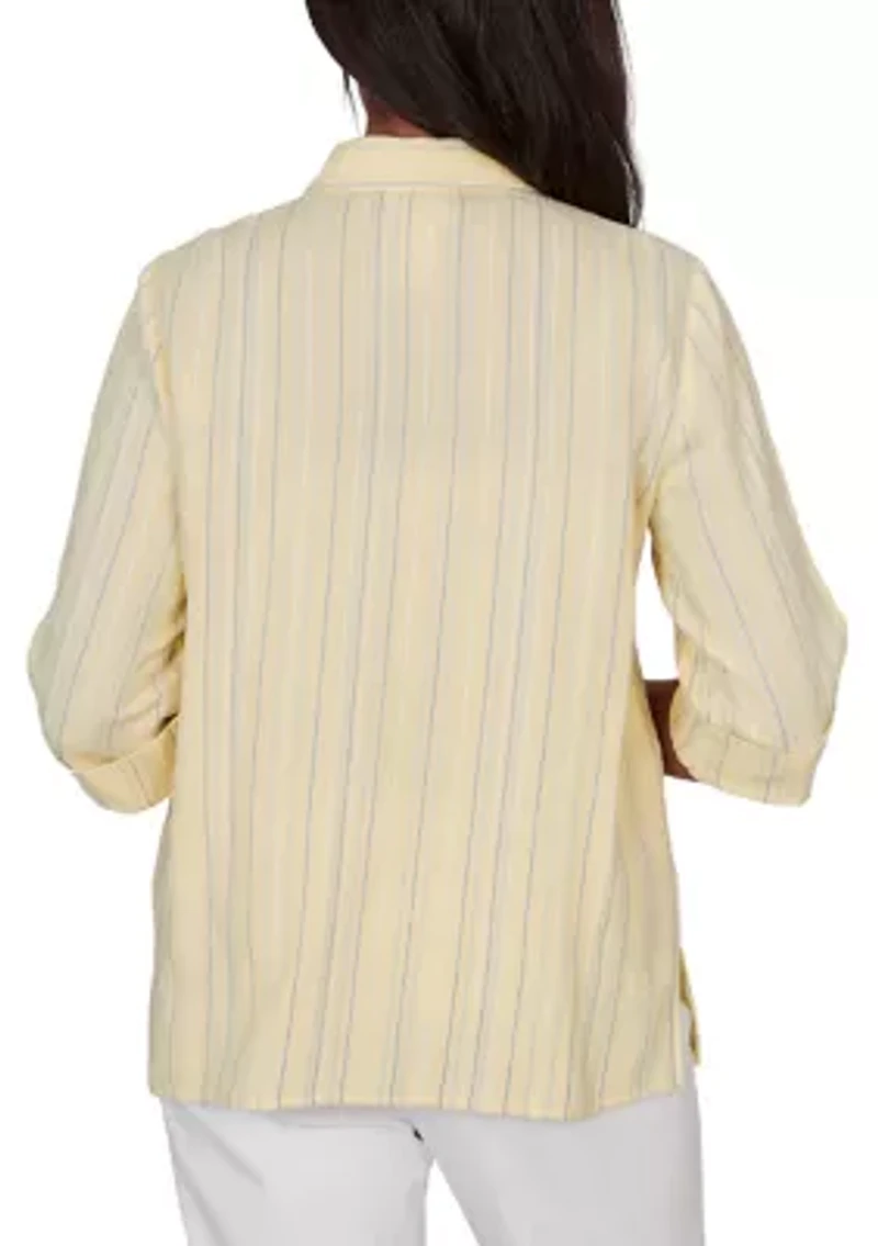 Women's Out Of The Blue Daisy Embroidered Stripe Shirt