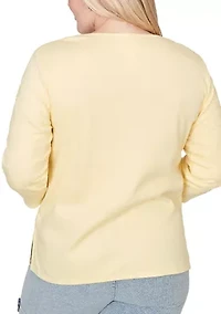 Women's Out Of The Blue Yoke Floral Embroidery Top