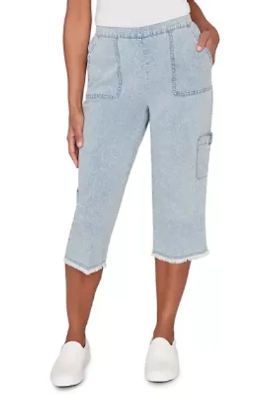 Petite Out Of The Blue Fringe Capri Pants