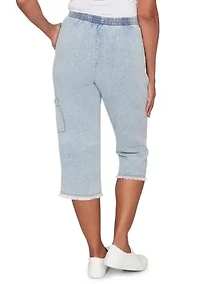 Petite Out Of The Blue Fringe Capri Pants
