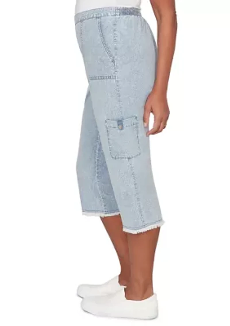 Petite Out Of The Blue Fringe Capri Pants