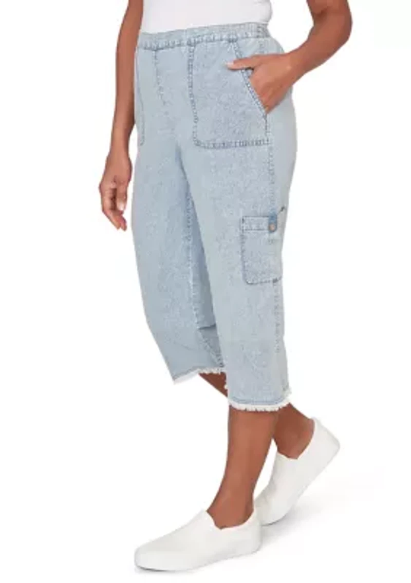 Petite Out Of The Blue Fringe Capri Pants