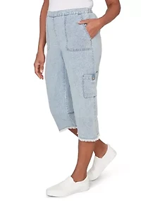 Petite Out Of The Blue Fringe Capri Pants