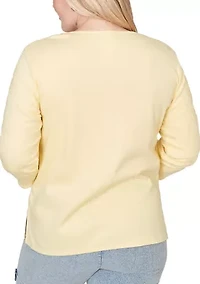 Petite Out Of The Blue Yoke Floral Embroidery Top