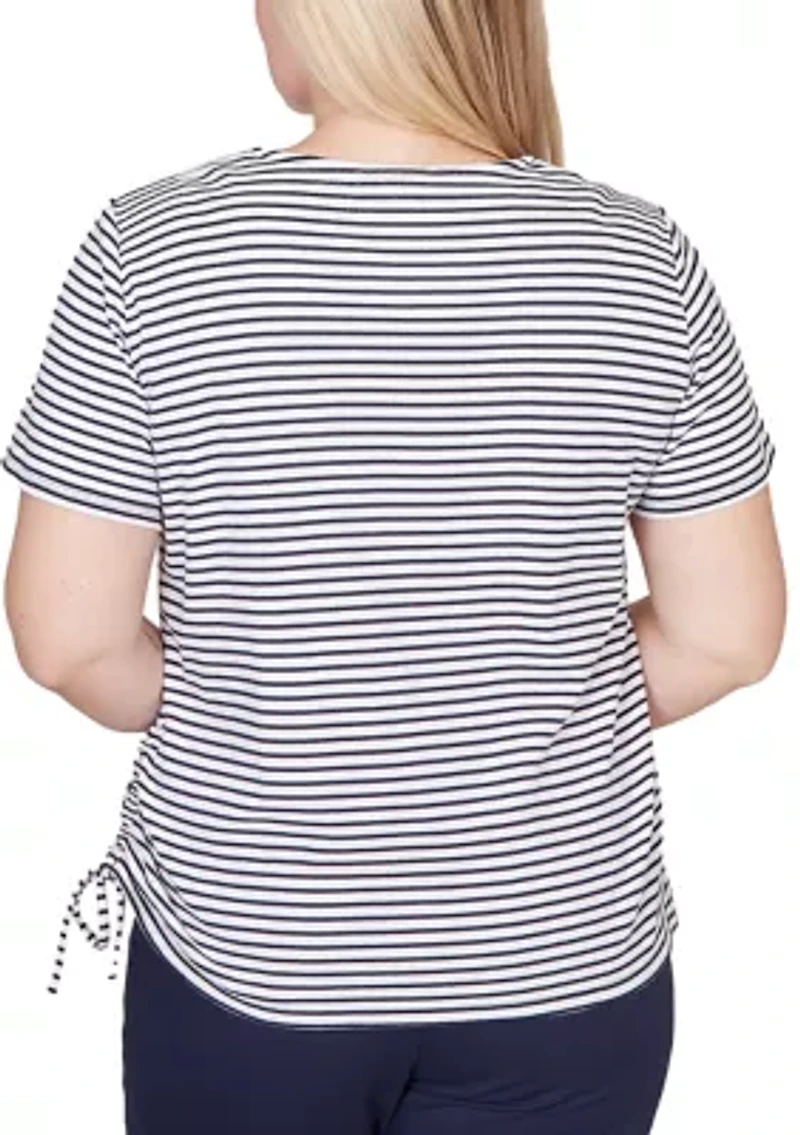 Women's Lady Liberty Embroidered Yoke Striped Shirt
