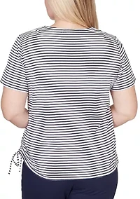 Women's Lady Liberty Embroidered Yoke Striped Shirt