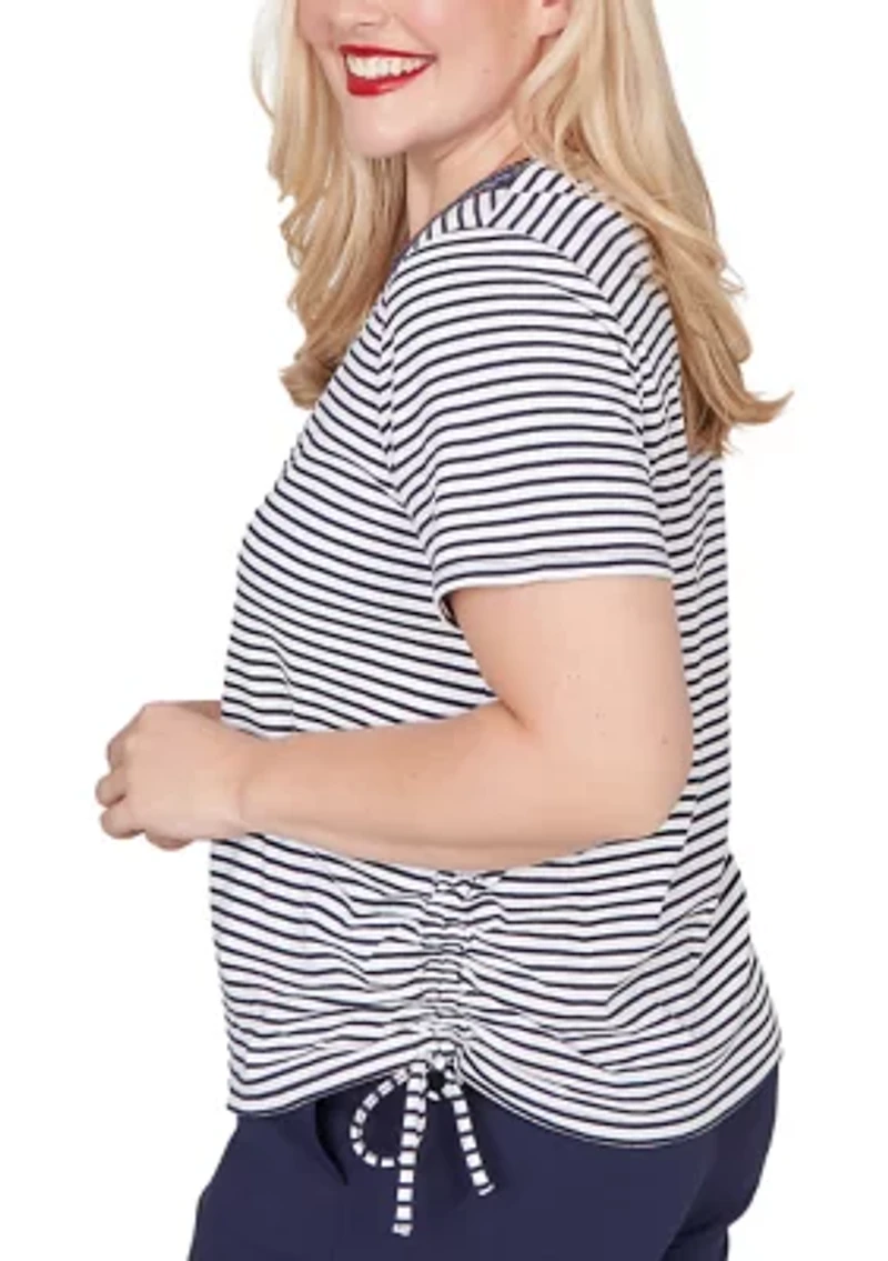 Women's Lady Liberty Embroidered Yoke Striped Shirt