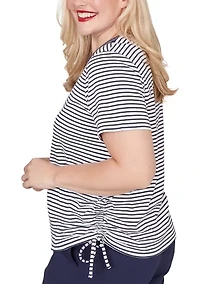 Women's Lady Liberty Embroidered Yoke Striped Shirt