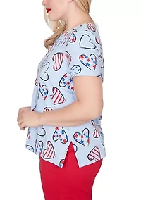 Women's Lady Liberty Hearts Print T-Shirt