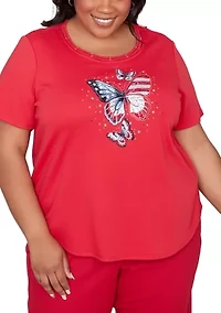 Plus Lady Liberty Butterfly T-Shirt