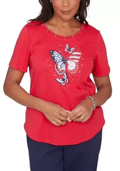 Petite Lady Liberty Butterfly T-Shirt