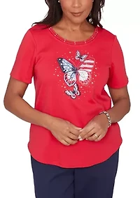 Petite Lady Liberty Butterfly T-Shirt