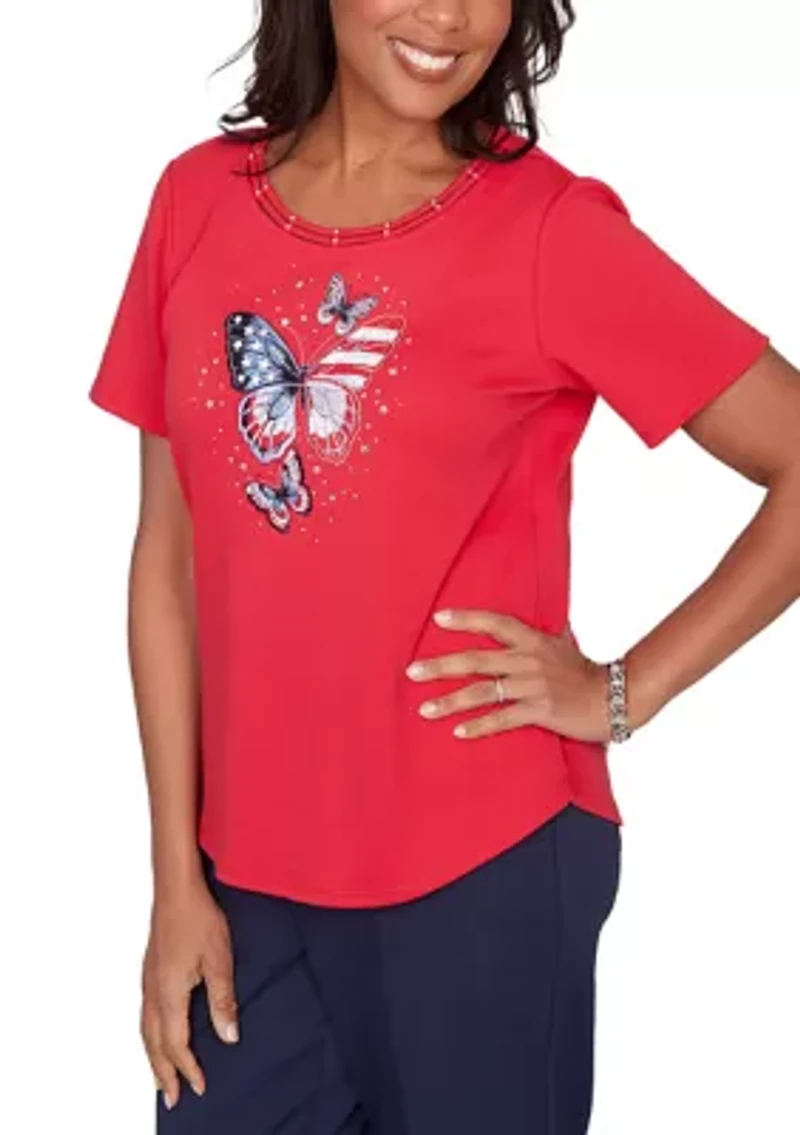 Petite Lady Liberty Butterfly T-Shirt