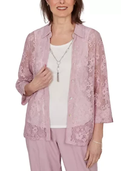 Women's Vintage Charm Lace Two One Top