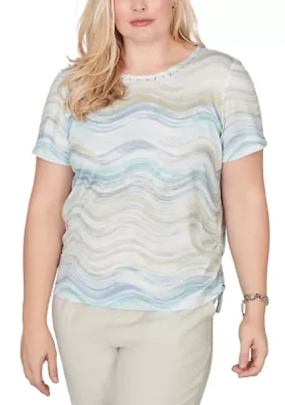 Women's Vintage Charm Wavy Biadere Top