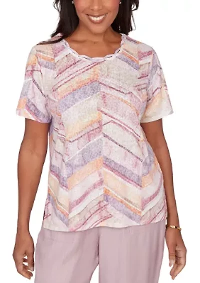 Women's Vintage Charm Chevron T-Shirt
