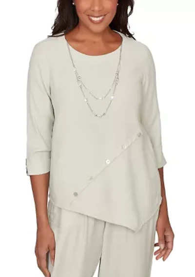 Petite Vintage Charm Diaganol Spliced Top