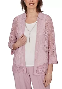 Petite Lace Two One Woven Top