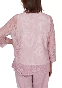 Petite Lace Two One Woven Top