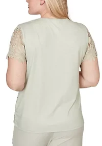 Petite Flower Lace Knit Top