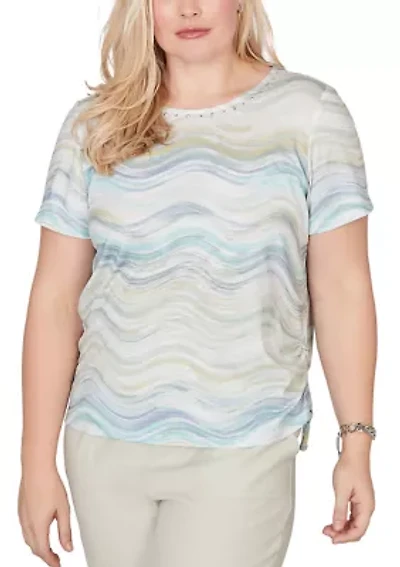Petite Vintage Charm Wavy Biadere Top