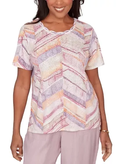 Petite Vintage Charm Chevron Top