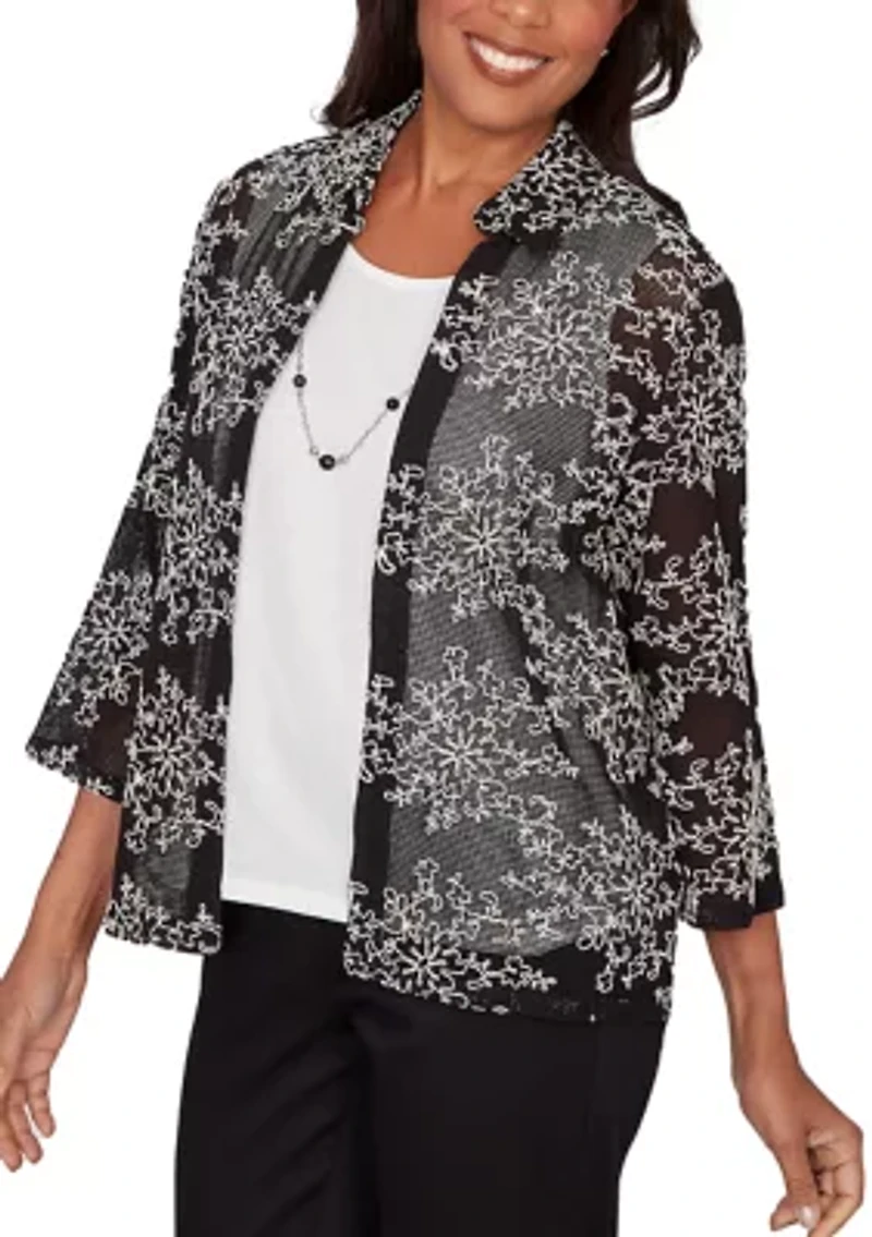 Women's Detail Driven Mesh Soutache Two One Top