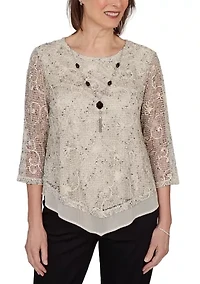 Women's Detail Driven Popcorn Mesh Top
