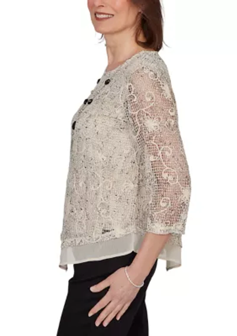 Women's Detail Driven Popcorn Mesh Top