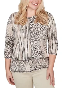Women's Detail Driven Spliced Aztec Skin Top