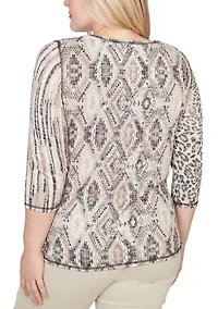 Women's Detail Driven Spliced Aztec Skin Top
